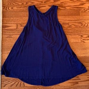 Blue swing top with lace-up back